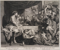 KG 17062
<br/>
Chistus bij Simon de farizeër, Maria Magdalena zalft zijn voeten
<br/>
<em>Natalis, Michel (1610-1668)</em>